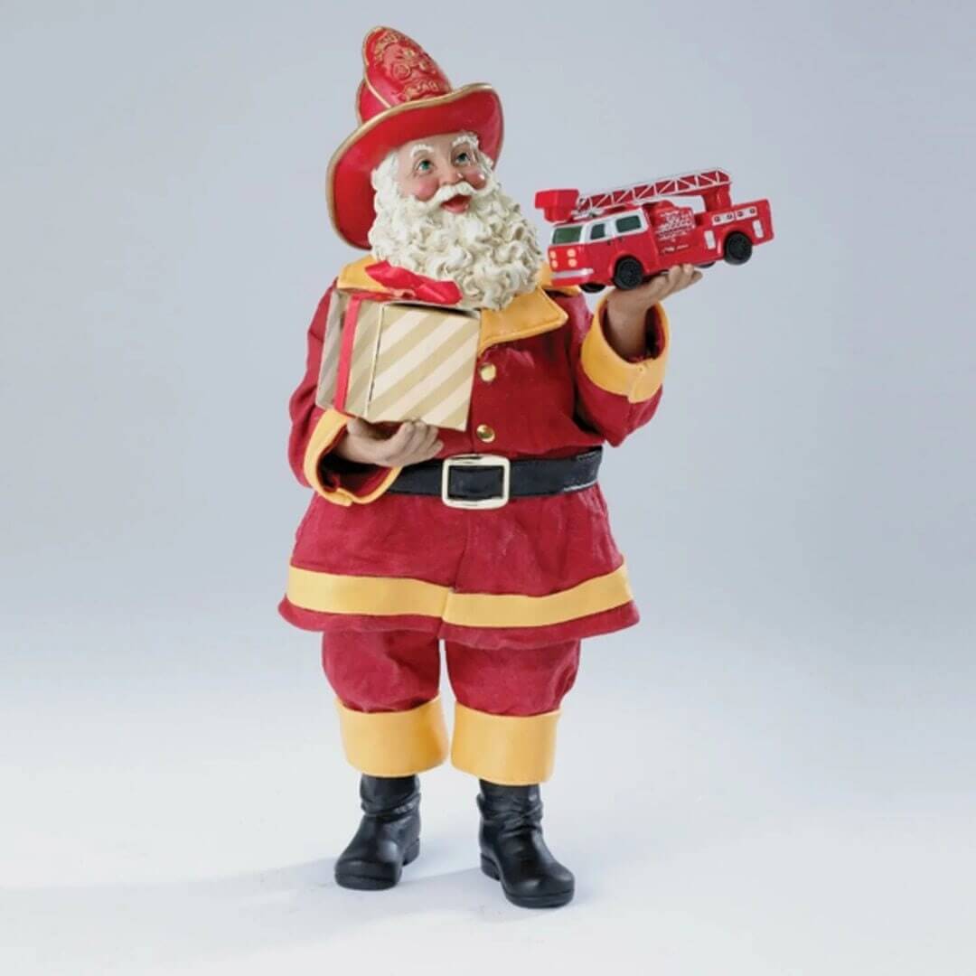 Firefighter Santa Claus Figurine